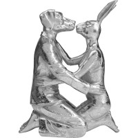 Oggetto decorativo bacia coniglio e cane argento