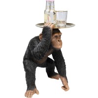 Deco Figurine Butler Playing Chimp Black 52cm