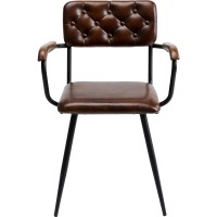 Chair with Armrest Salsa Leather Brown
