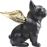 Deko Figur Sitting Angel Dog Gold-Schwarz