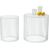 Side Table Wire White Ø44cm (2/Set)