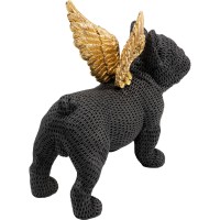 Figura decorativa Angel Dog nero 25cm