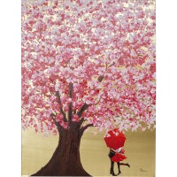 Image Touched Flower Couple Gold Pink 160x120cm