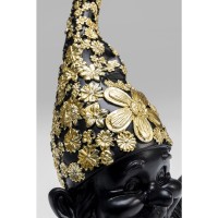 Deco Figurine Gnome Meditation Black Gold 19cm