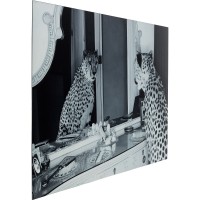 Image Guépard en verre métallisé 100x150