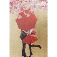 Quadro ritoccato Flower Couple oro-rosa 80x100cm