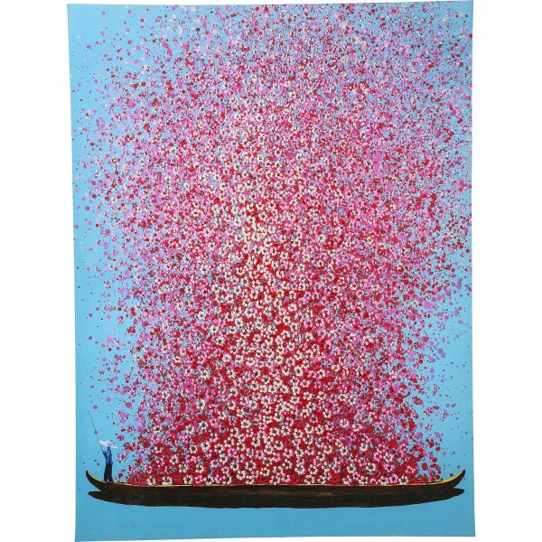 Image Touched Flower Boat Blue Pink 160x120cm
