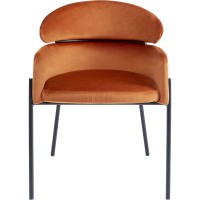 Chair with Armrest Alexia Velvet Orange