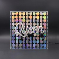 Lightbox Neon Pink mit Pailletten &#34;Queen&#34;