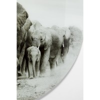 Glass Picture Elephant Walk Ø120cm