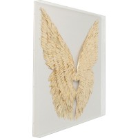 Wall Decoration Wings Gold White 120x120cm