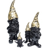 Deco Figurine Gnome Standing Black Gold 30cm
