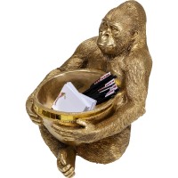 Deko Figur Gorilla Holding Bowl Gold