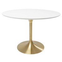 Table Invitation blanc-laiton Ø120cm