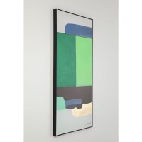 Framed Picture Abstract Shapes Green 73x143cm