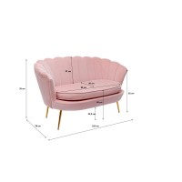 Sofa Water Lily 2-Seater Gold Rose