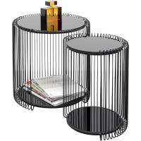 Side Table Wire Double Black (2/Set)
