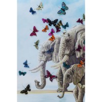 Image Touched Elephants with Butterflies 120x120cm