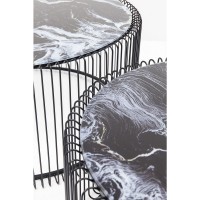 Table basse Wire noir /verre décor marbre (2/Set)