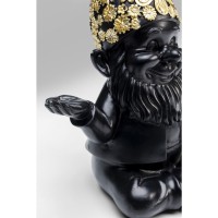 Deco Figurine Gnome Meditation Black Gold 19cm