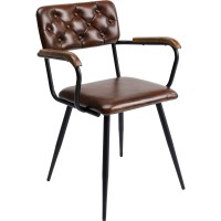 Chair with Armrest Salsa Leather Brown