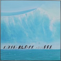Quadro incorniciato Walking Penguins 140x140cm