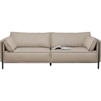 Sofa 3-Seater Victor Leather Grey 233cm
