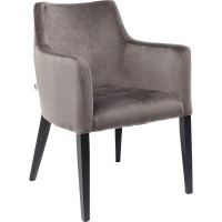 Chair with Armrest Black Mode Velvet Grey
