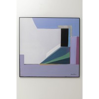 Framed Picture Abstract Shapes Purple 113x113cm