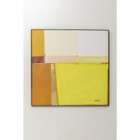 Framed Picture Abstract Shapes Yellow 113x113cm