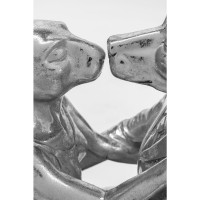 Decoration Object Kissing Rabbit and Dog Silver