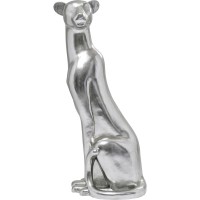 Deco Figurine Sitting Leopard Silver 150cm
