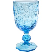 Wine Glass Ice Flowers Blue