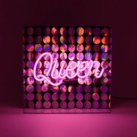 Lightbox Neon Pink mit Pailletten &#34;Queen&#34;