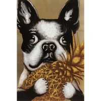 Picture Touched Dog with Pineapple 80x80cm