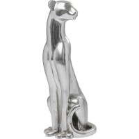 Figurine décorative Sitting Leopard argenté 150