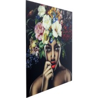 Picture Glass Pretty Flower Woman 100x100
