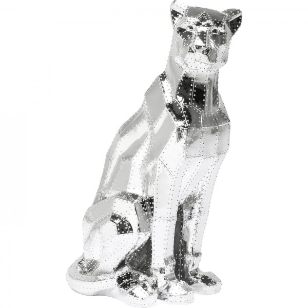 Deco Figure Sitting Cat Rivet Chrome