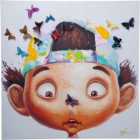 Picture Touched Boy with Butterflies 100x100cm