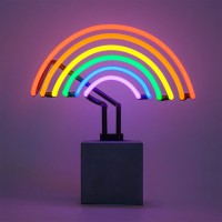 Neon Leuchtdekoration auf Betonsockel &#34;Rainbow&#34;