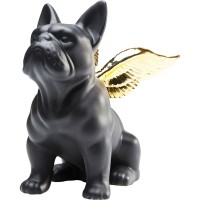 Figurine décorative Sitting Angel Dog doré-noir