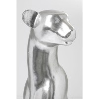 Figura decorativa Sitting Leopard argento 150cm