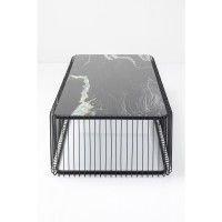 Table basse Wire verre marbre noir 145x70cm