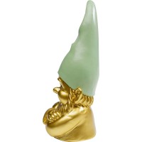Deco Figurine Gnome Gold Green 21cm