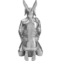 Decoration Object Kissing Rabbit and Dog Silver