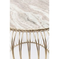 Side Table Beam Grey Marble Brass Ø43cm