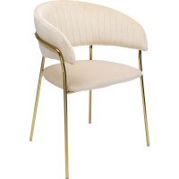 Chair with Armrest Belle Velvet Cream (2/Set)