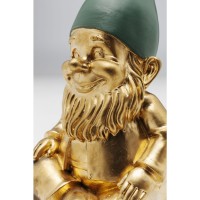 Deco Figurine Zwerg Sitting Gold Green 19cm