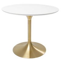 Table Invitation blanc-laiton Ø90cm
