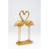 Figurine déco Flamingo Love doré 39cm